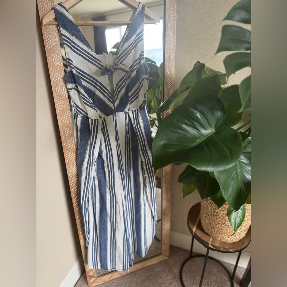 Xhilaration Blue and White Striped Jumpsuit